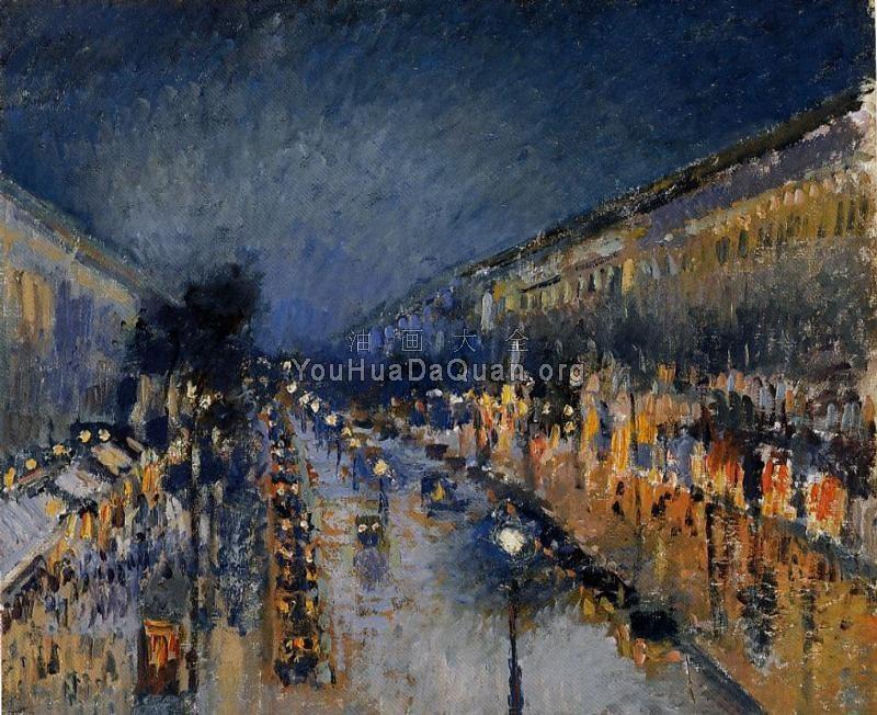 Boulevard Montmartre, Night Effect - 卡米耶·毕沙罗